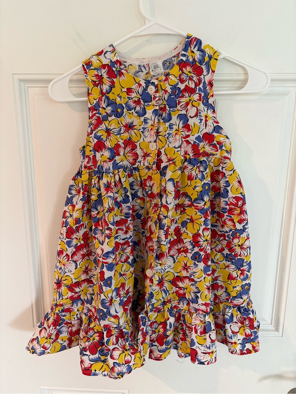 Girls unique vintage Floral Ruffle Hem Sundress 4t-5t Made in UK